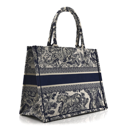 Christian Dior Canvas Embroidered Medium Dioriviera Toile De Jouy Book Tote Blue 3 of 11