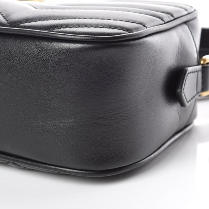 Gucci Calfskin Matelasse Small GG Marmont Chain Shoulder Bag Black 9 of 10