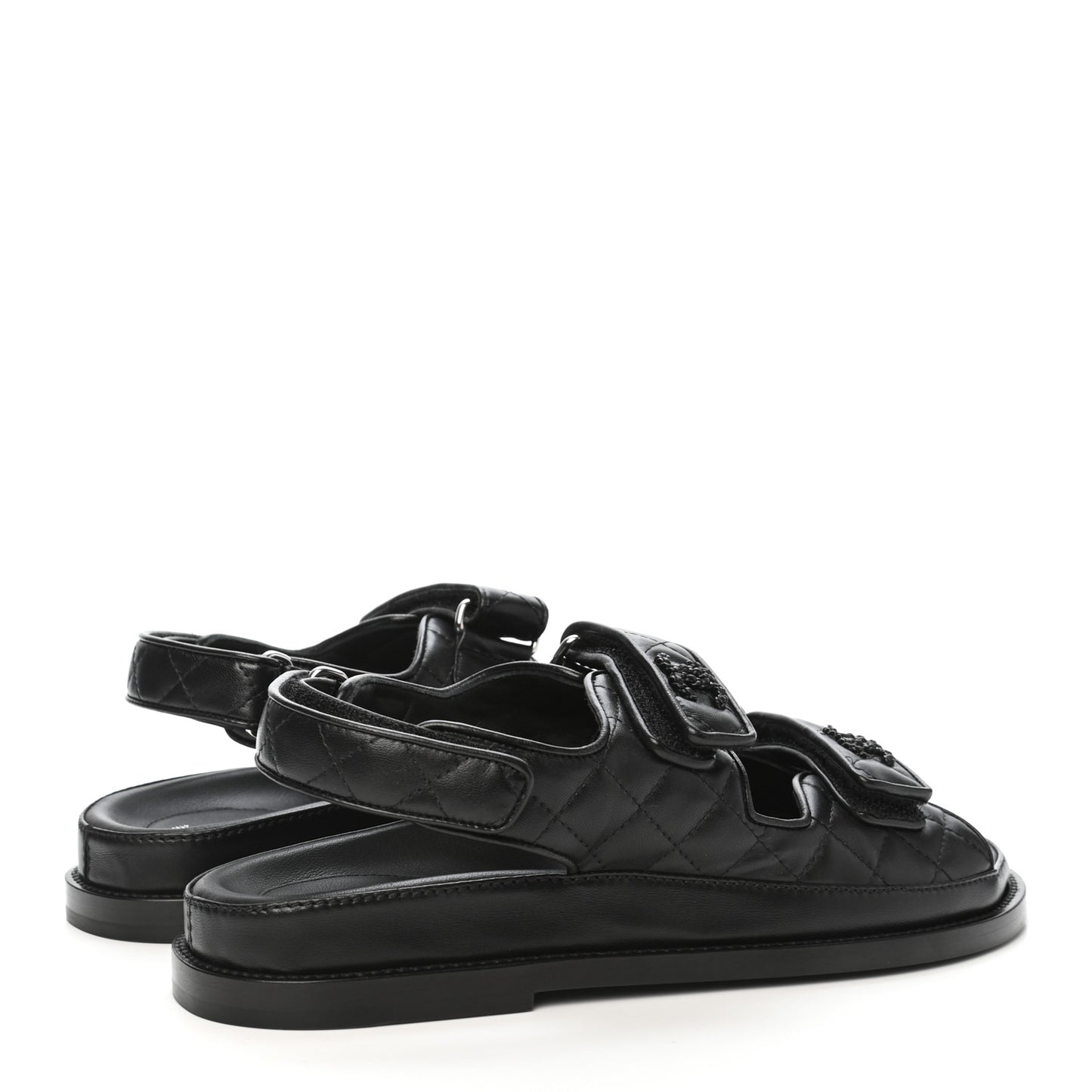 Lambskin Velcro Dad Sandals 38 Black