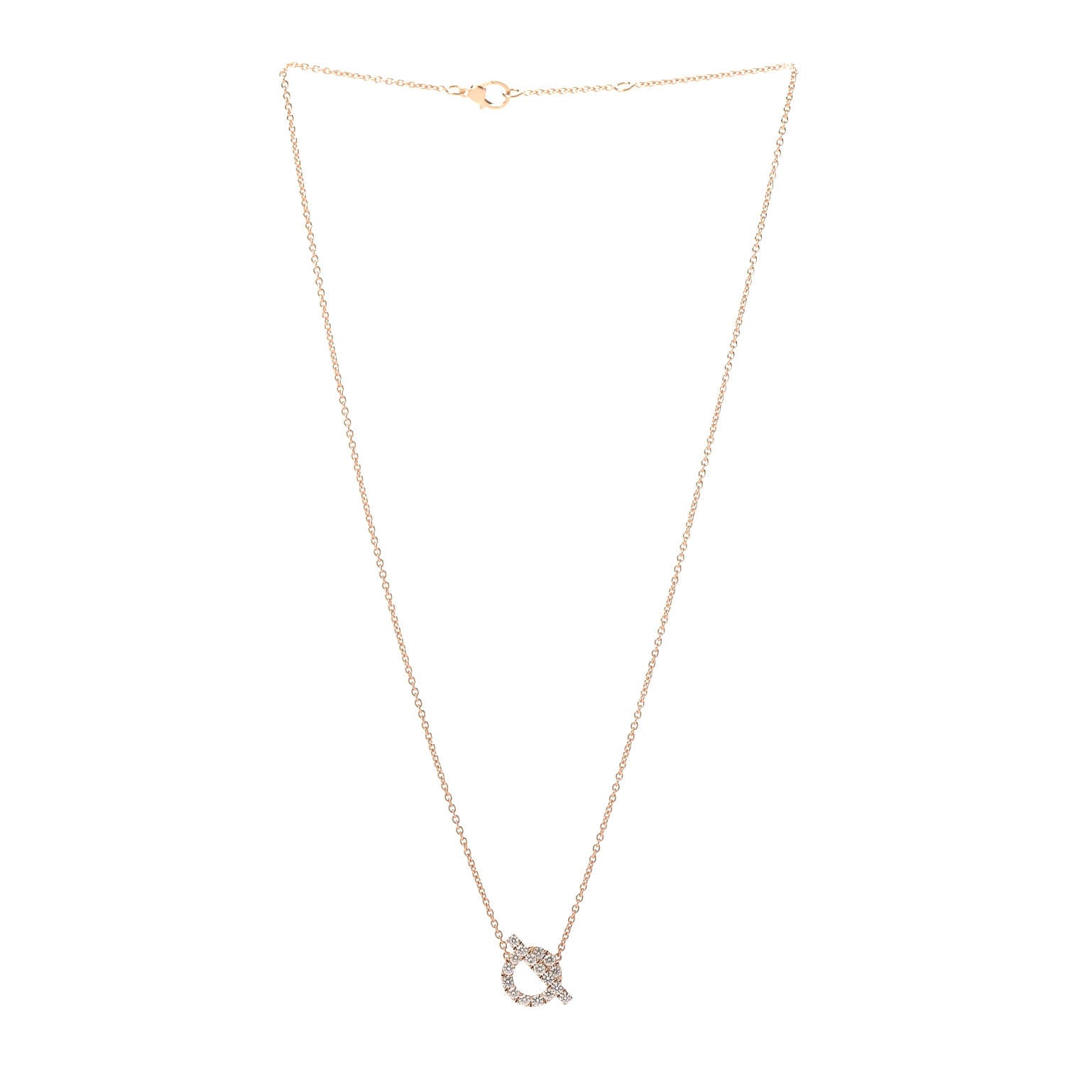 Hermes 18K Rose Gold Diamond Finesse Pendant Necklace 3 of 5