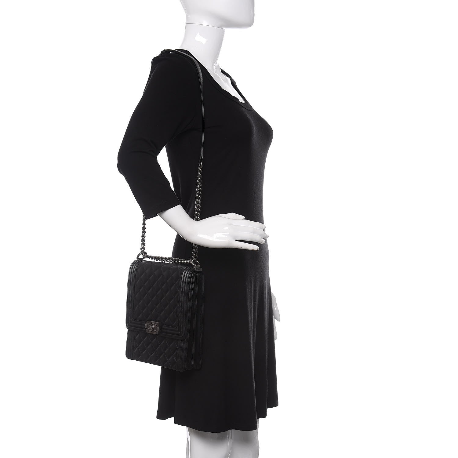 Chanel Calfskin Quilted North South Boy Flap Black 2 of 11