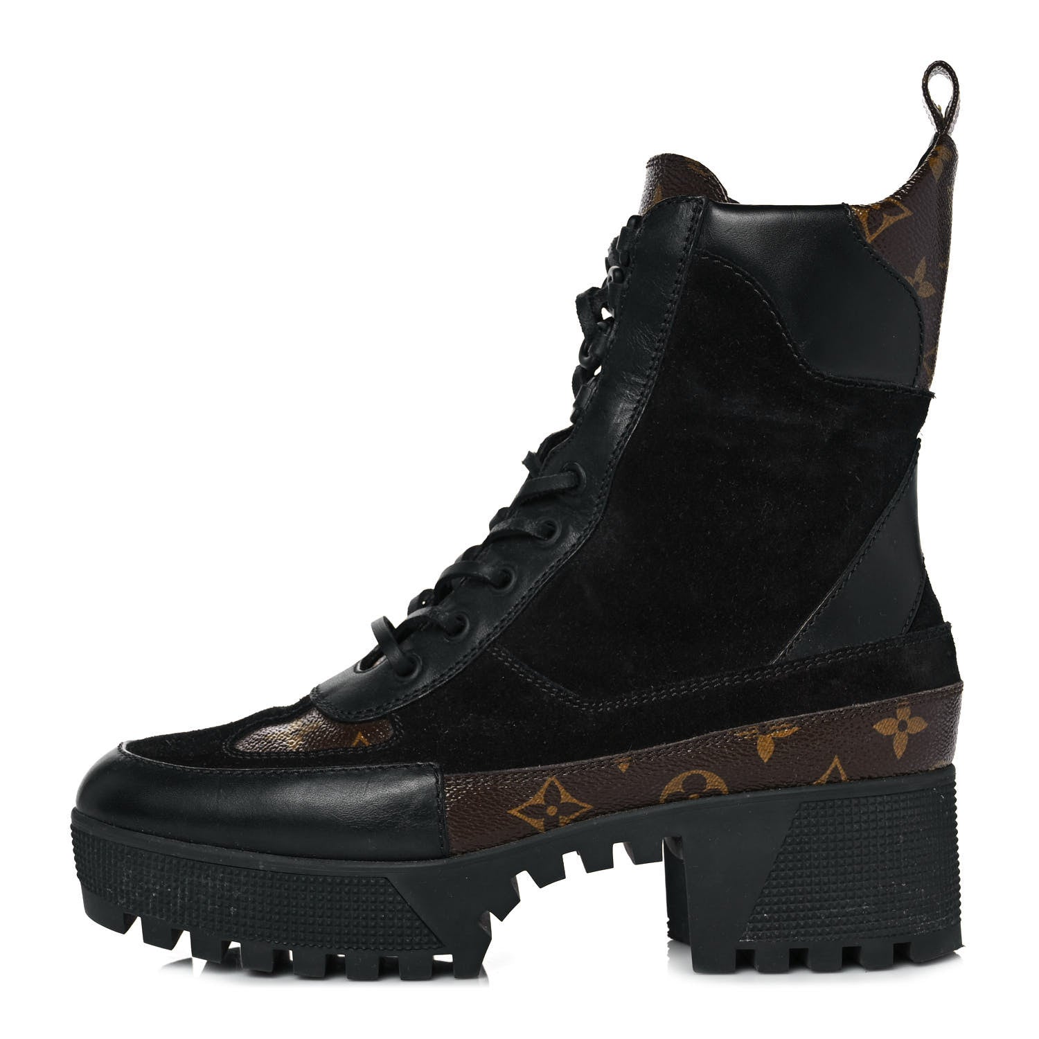 Louis Vuitton Suede Calfskin Monogram Laureate Platform Desert Boots 38.5 Black 1 of 7