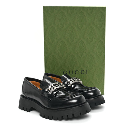 Gucci Cordovan Lux Womens Jeanne Platform Lug Sole 30/45mm Loafers 38.5 Black 10 of 10