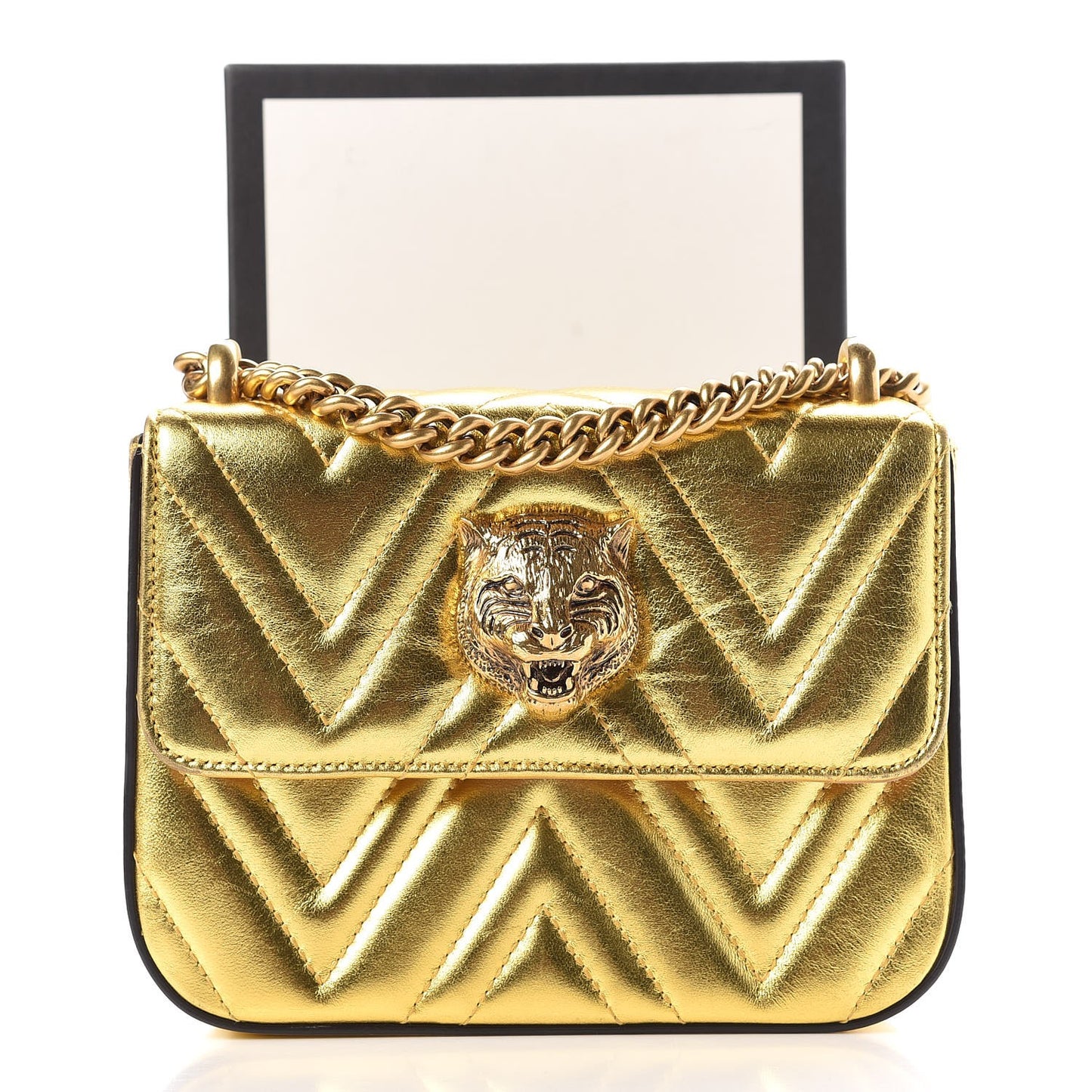 Metallic Nappa Matelasse Broadway Shoulder Bag Gold