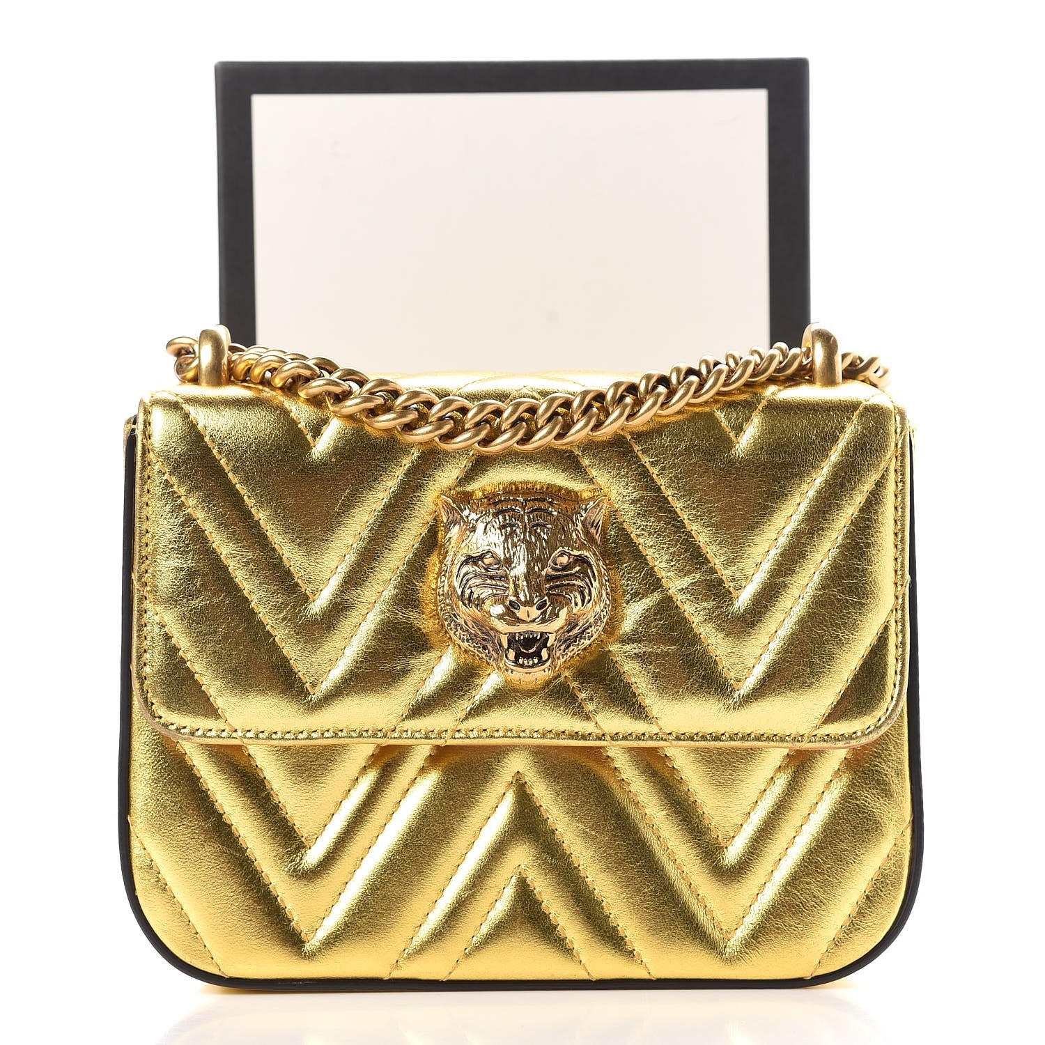 Gucci Metallic Nappa Matelasse Broadway Shoulder Bag Gold 17 of 17