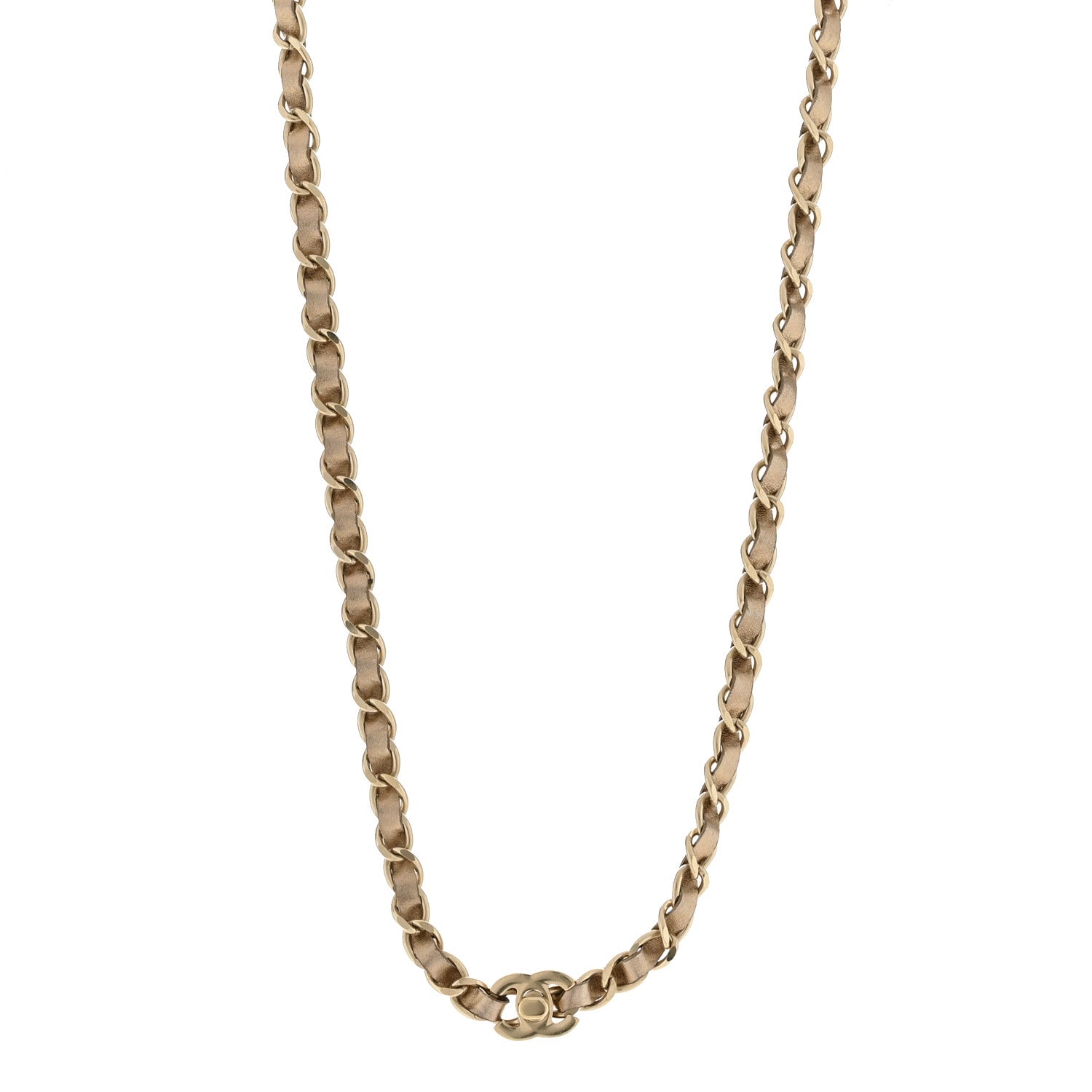 Chanel Metallic Lambskin CC Turnlock Necklace Gold 1 of 6
