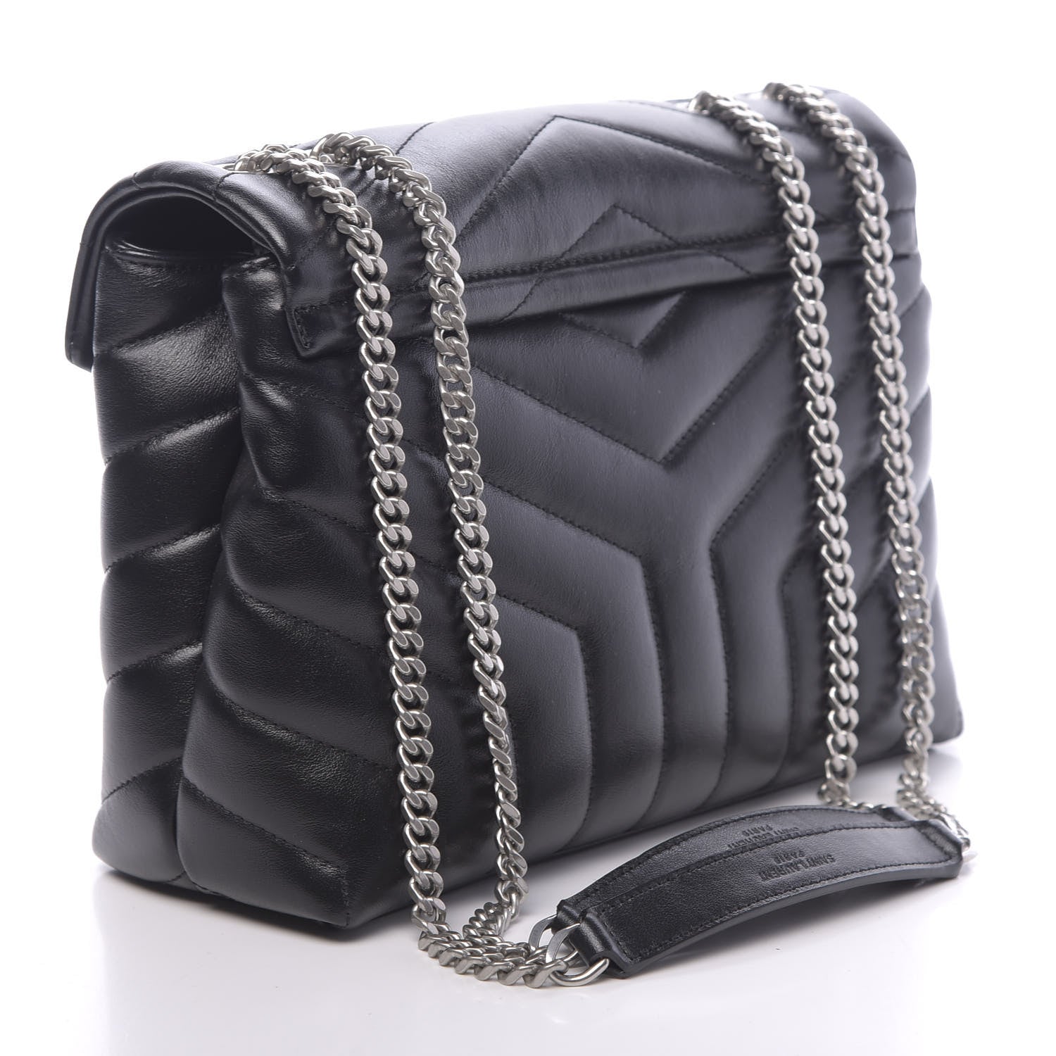 Saint Laurent Calfskin Y Quilted Monogram Small Loulou Chain Satchel Black 3 of 9