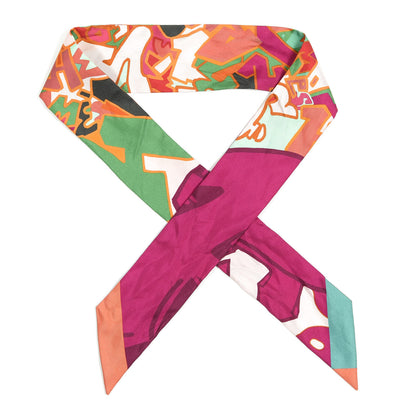 Hermes Silk Graff Graffiti Twilly Fuchsia Orange Vert 1 of 4