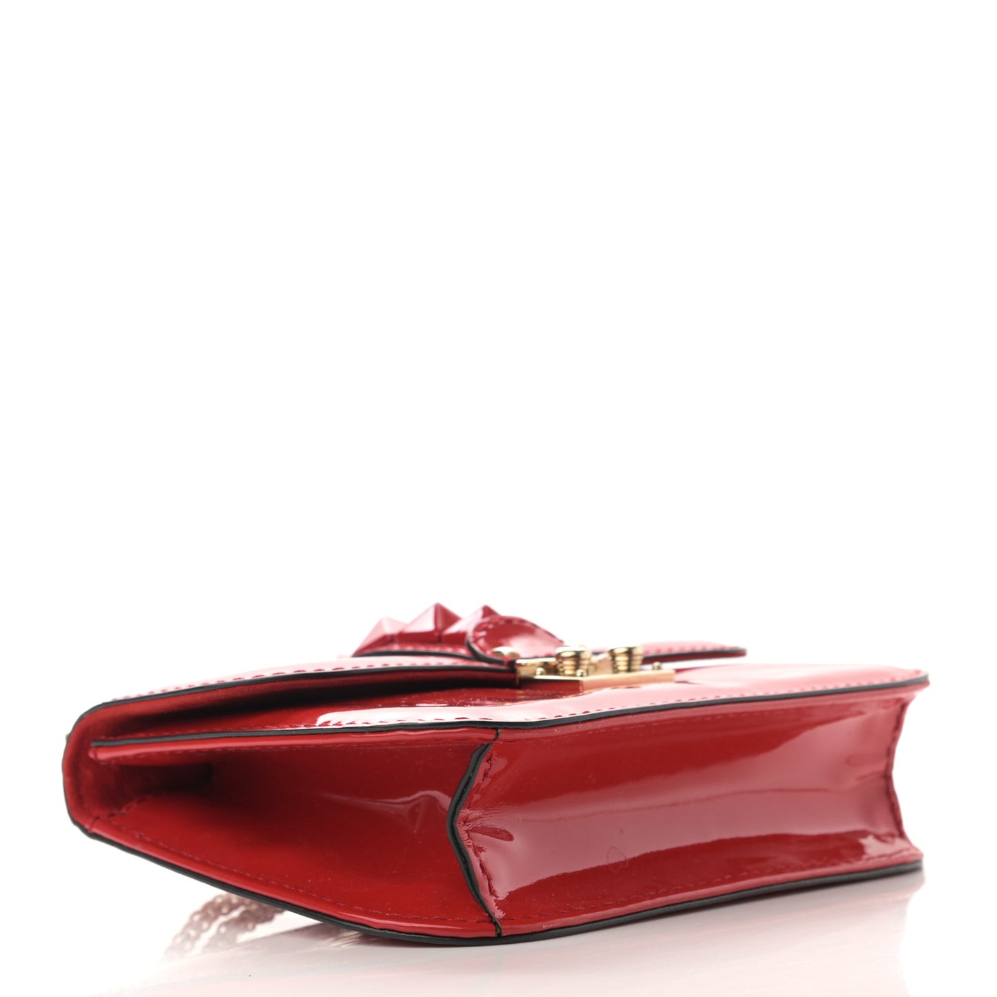 Patent Monochrome Small Glam Lock Rockstud Flap Rosso Valentino