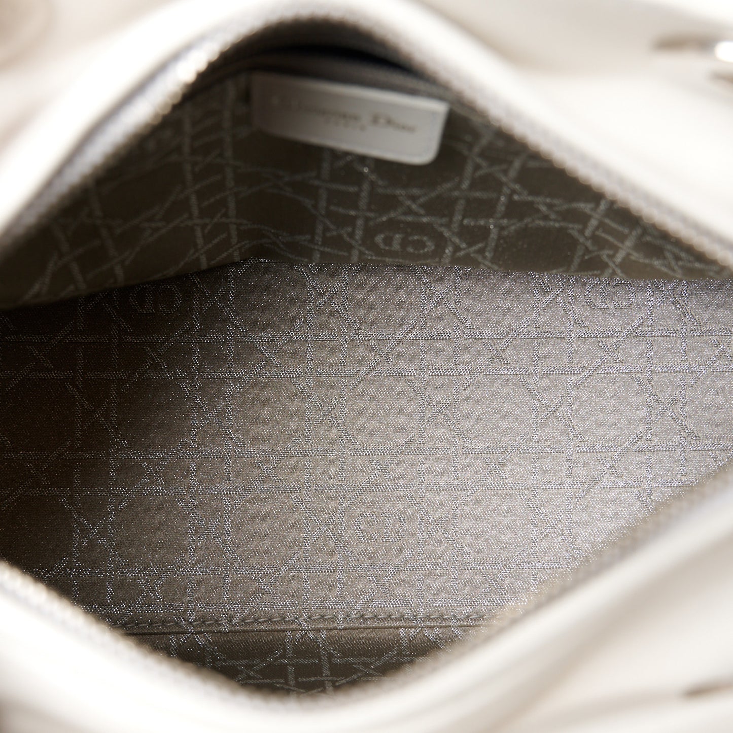 Lambskin Studded Cannage Medium Lady Dior White