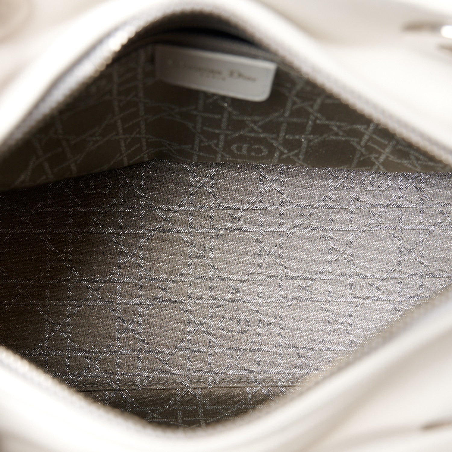 Christian Dior Lambskin Studded Cannage Medium Lady Dior White 5 of 10