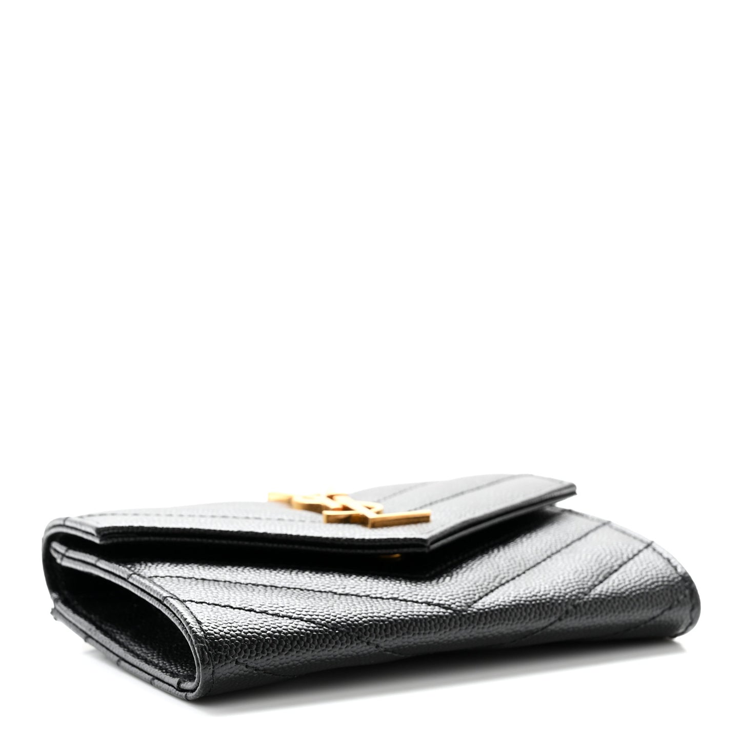 Grain De Poudre Matelasse Chevron Small Monogram Envelope Wallet Black
