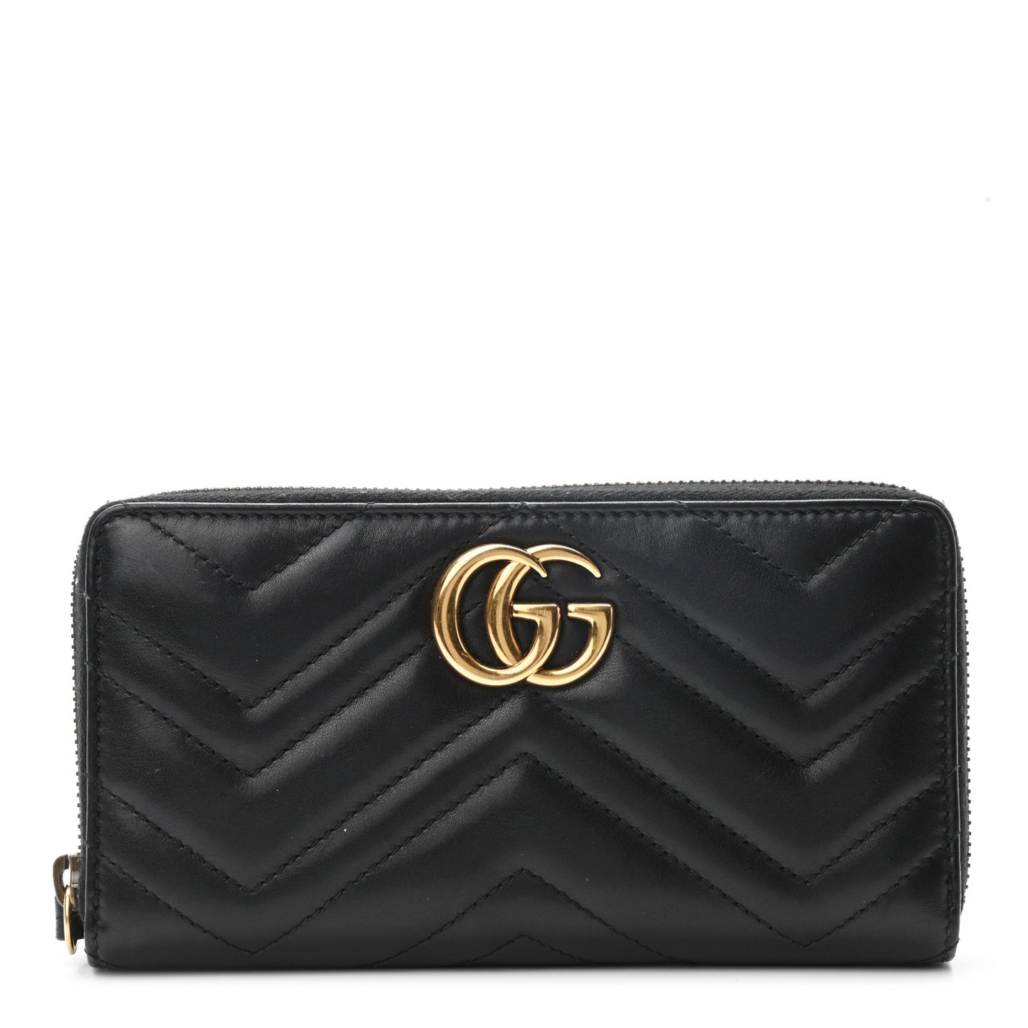 Calfskin Matelasse GG Marmont Zip Around Wallet Black