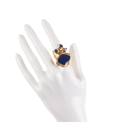 Saint Laurent Enamel Arty Ring 5 Gold Lapis 2 of 3