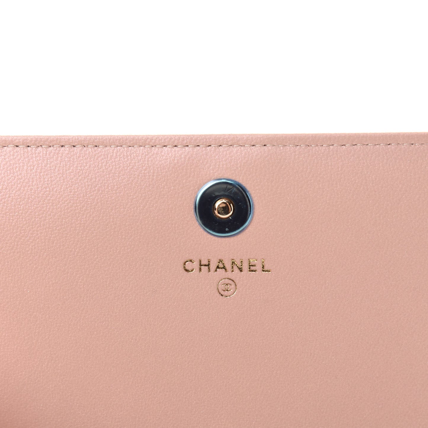Iridescent Calfskin Quilted Boy Wallet on Removable Chain Light Pink