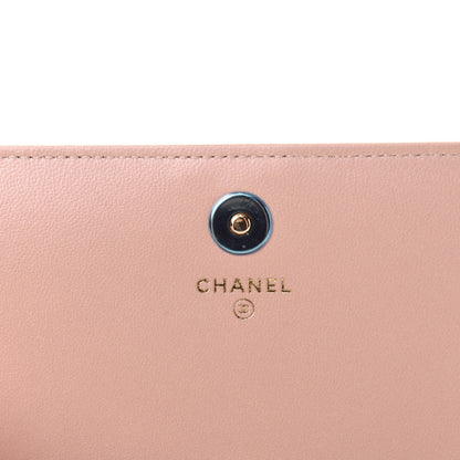 Chanel Iridescent Calfskin Quilted Boy Wallet on Removable Chain Light Pink 10 of 14