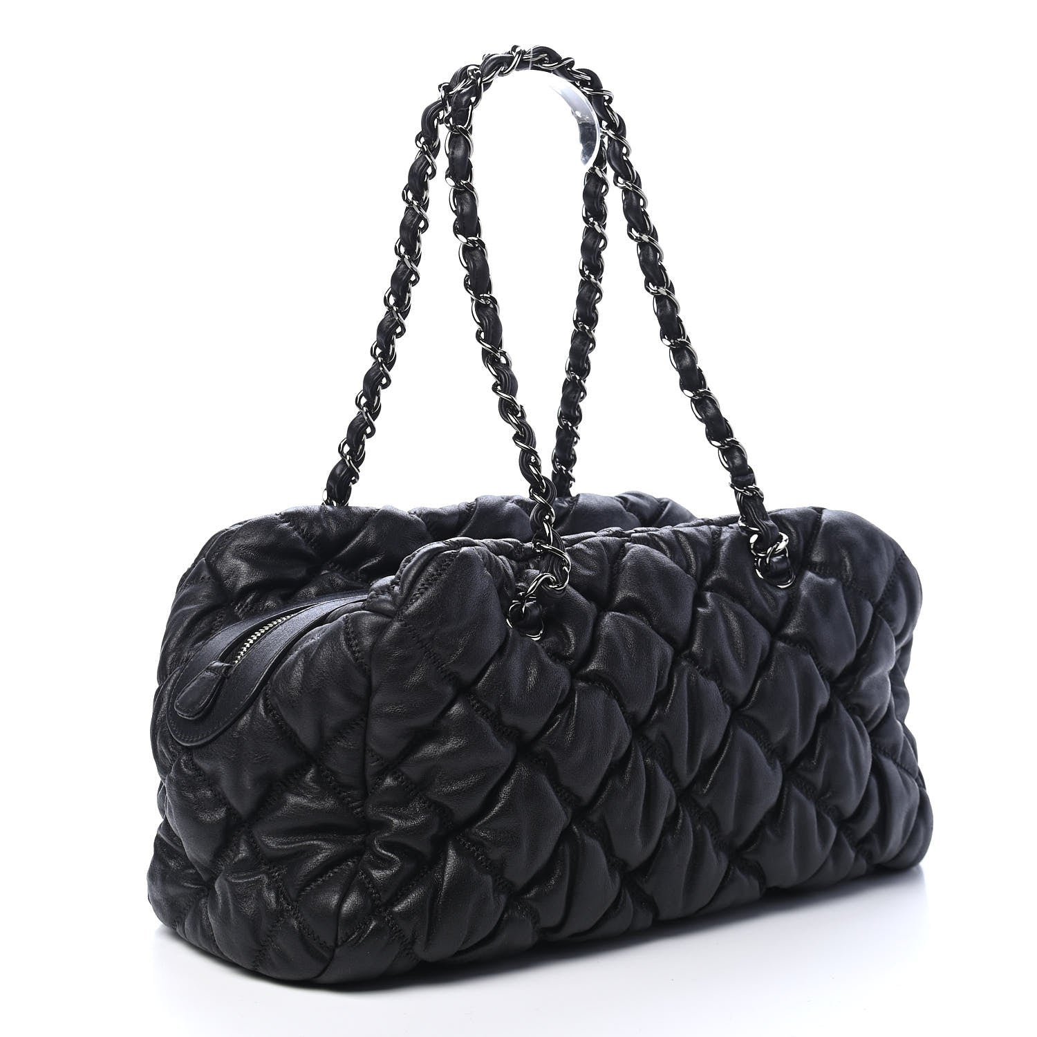Chanel Calfskin Bubble Quilt Bowler Black 3 of 9