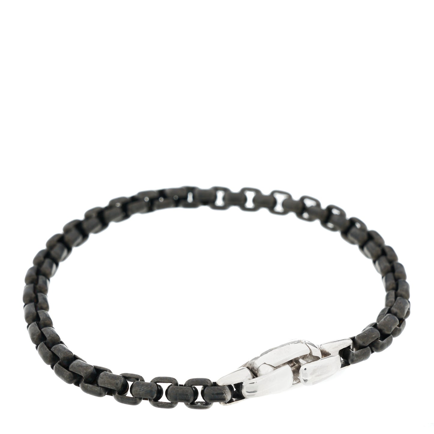 Sterling Silver Darkened Stainless Steel Box Chain Bracelet