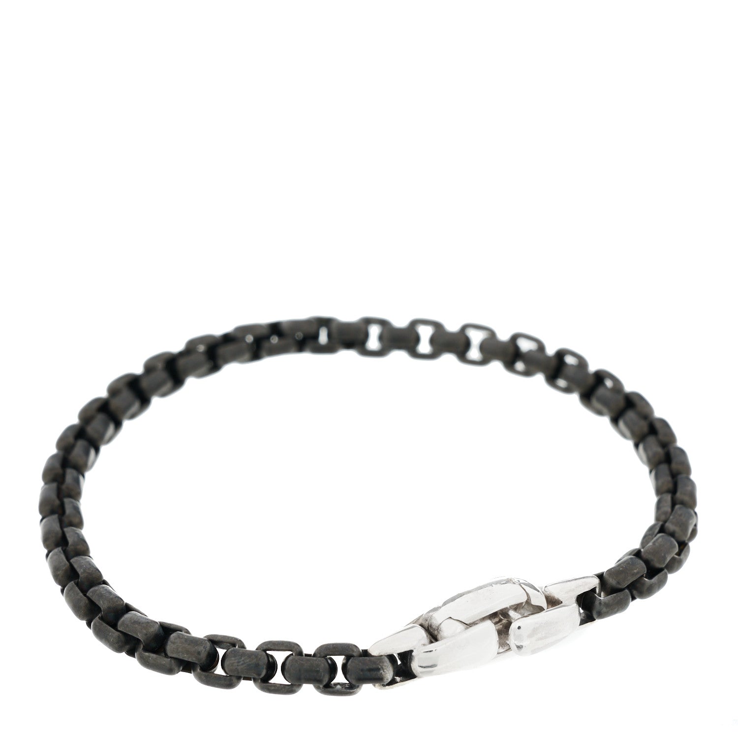 David Yurman Sterling Silver Darkened Stainless Steel Box Chain Bracelet 2 of 3