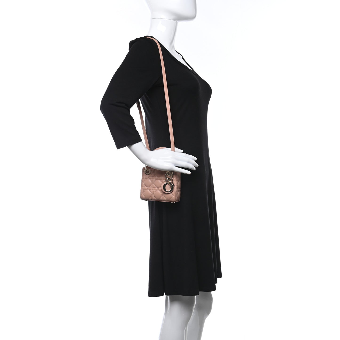 Lambskin Cannage Micro Lady Dior Rose De Vents