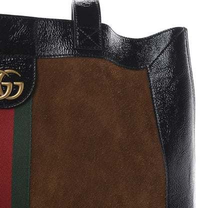Gucci Suede Patent Web Large Ophidia Vertical Shopping Tote Nocciola Black 11 of 11