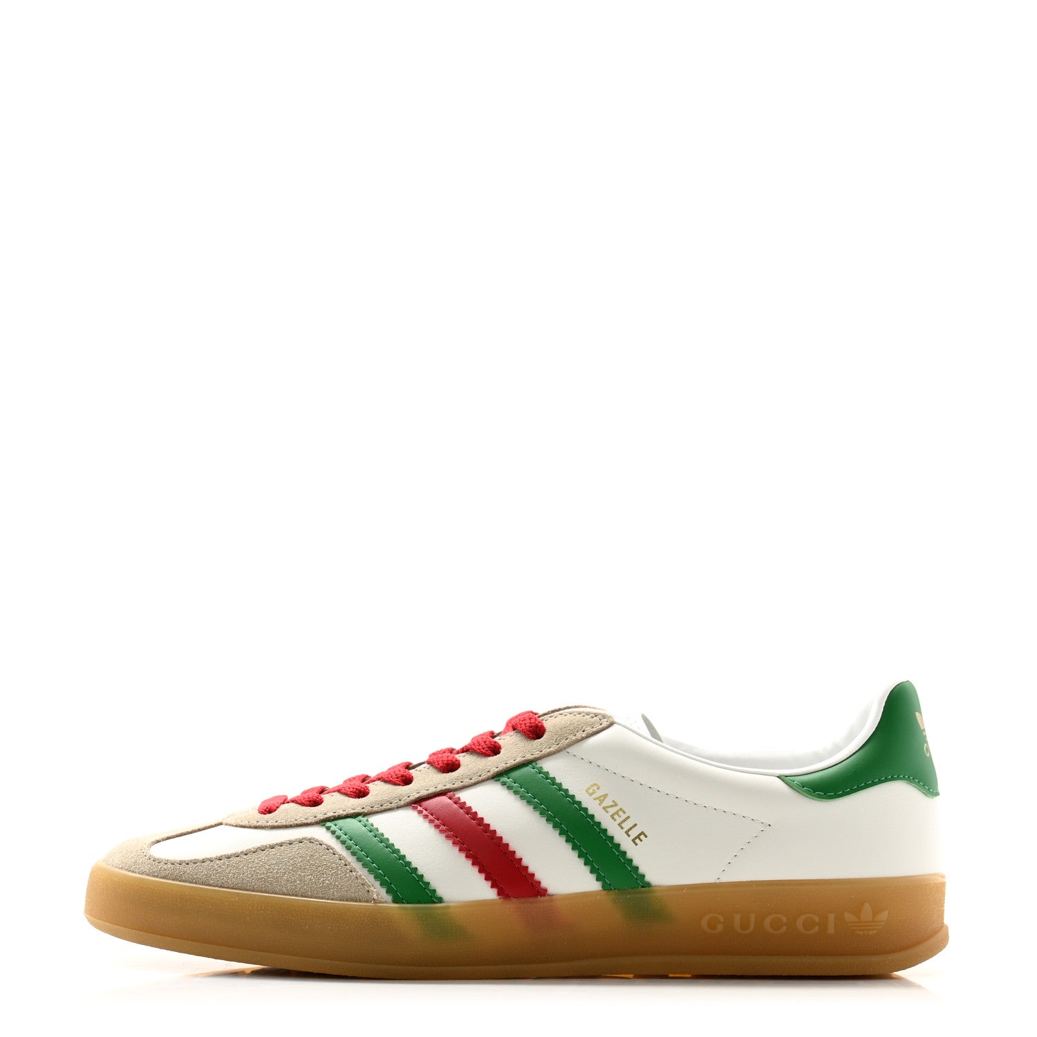 Gucci X ADIDAS Suede Madeira Demetra Mens Gazelle Sneakers 7.5 Oatmeal White New Shamarock Hibiscus Red 1 of 9