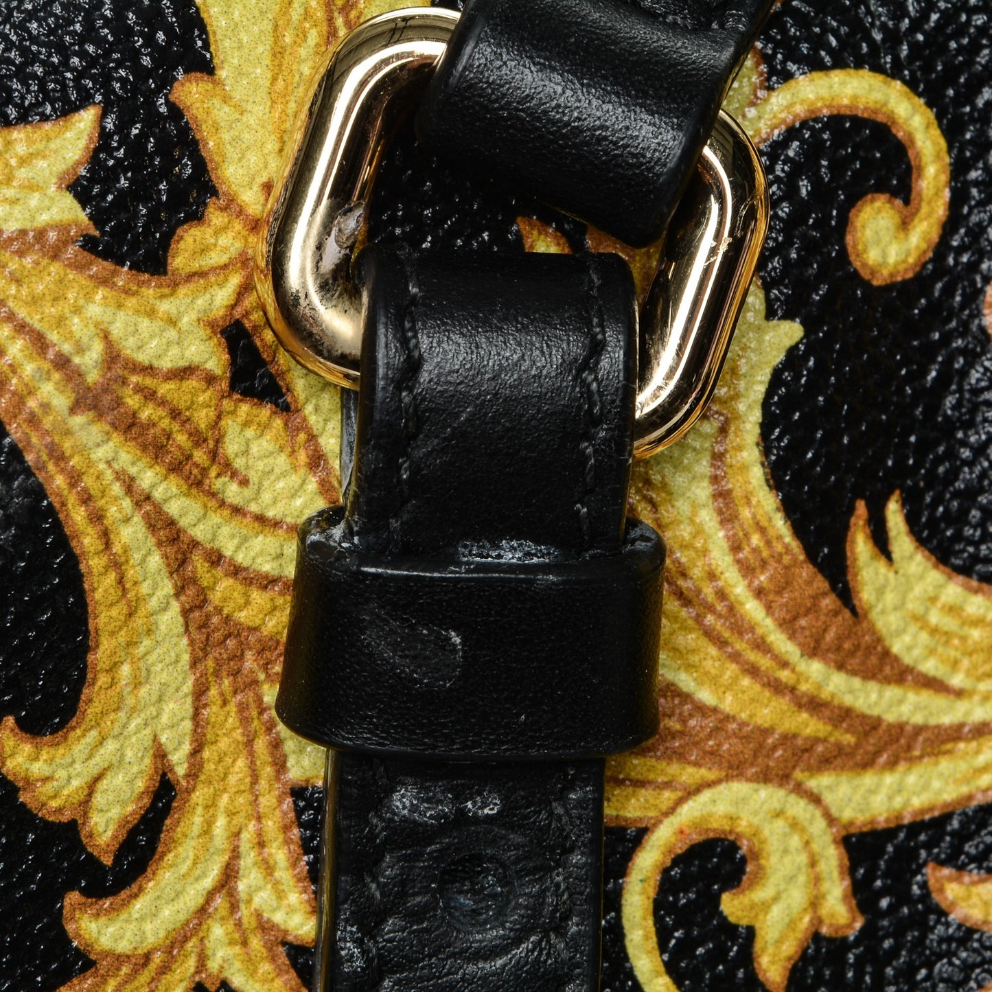 PVC Barocco Printed Tote Black Gold