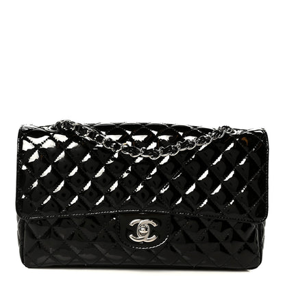 Chanel Patent Quilted Secret Label Medium Flap Black 1 of 12