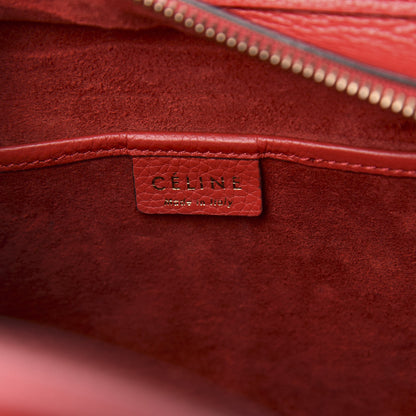 Celine Drummed Calfskin Nano Luggage Red 5 of 9