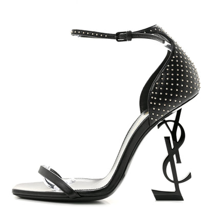 Saint Laurent Calfskin Studded Opyum Sandals 37 Black 1 of 9