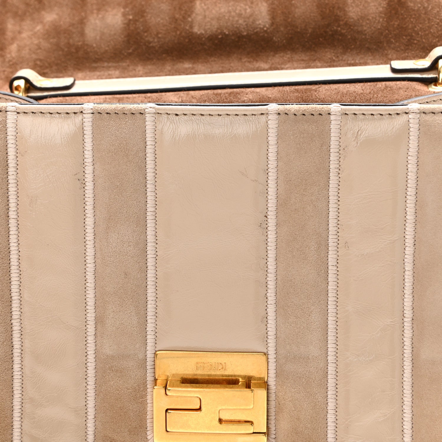 Fendi Agnello Old Shine Chamois F is Fendi Embossed Kan U Shoulder Bag Amido Nude 11 of 11