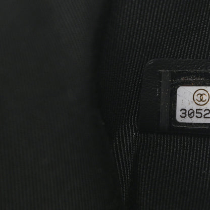 Chanel Lambskin Quilted Large Boy Zip Pouch Black 7 of 8