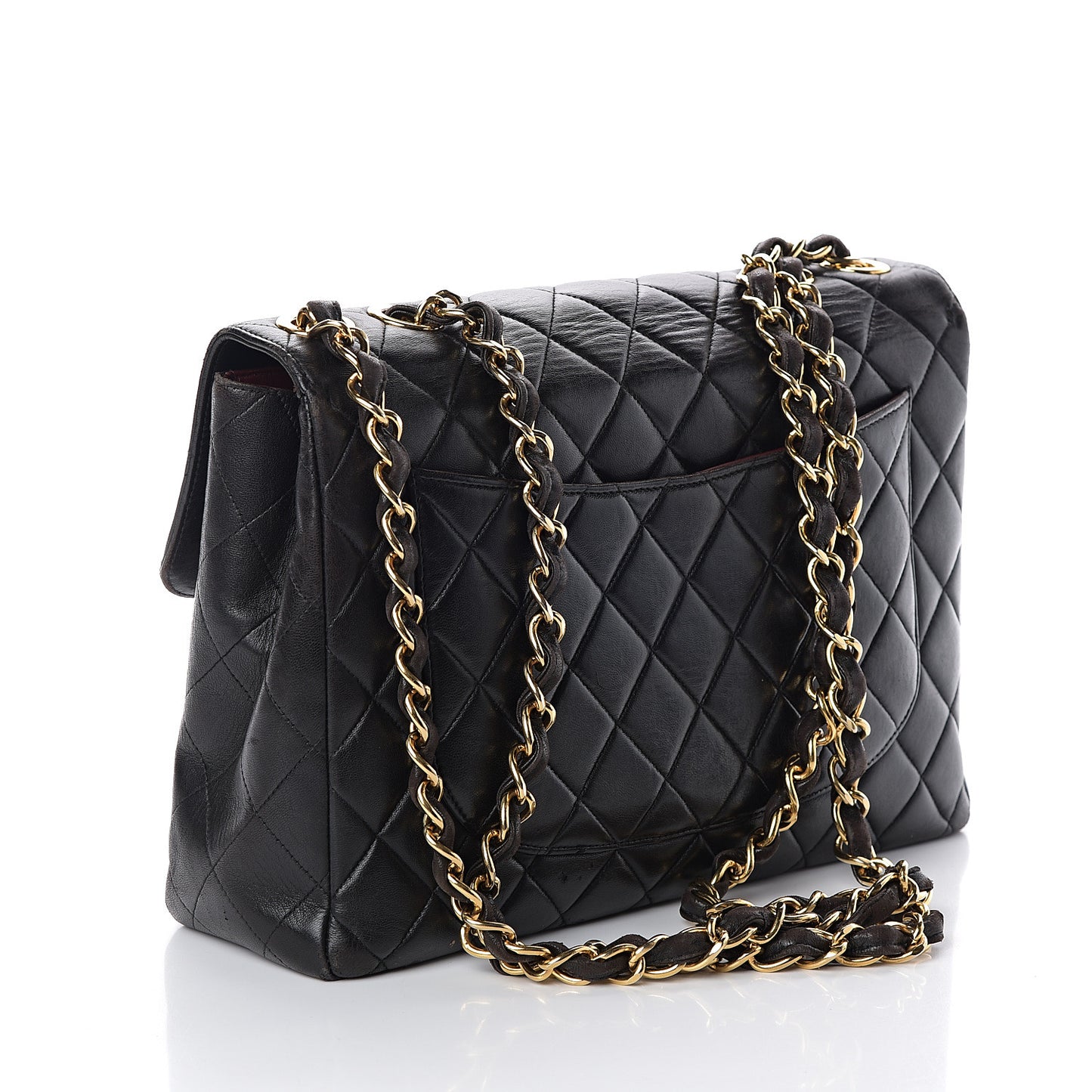 Lambskin Quilted Jumbo Single Flap Black