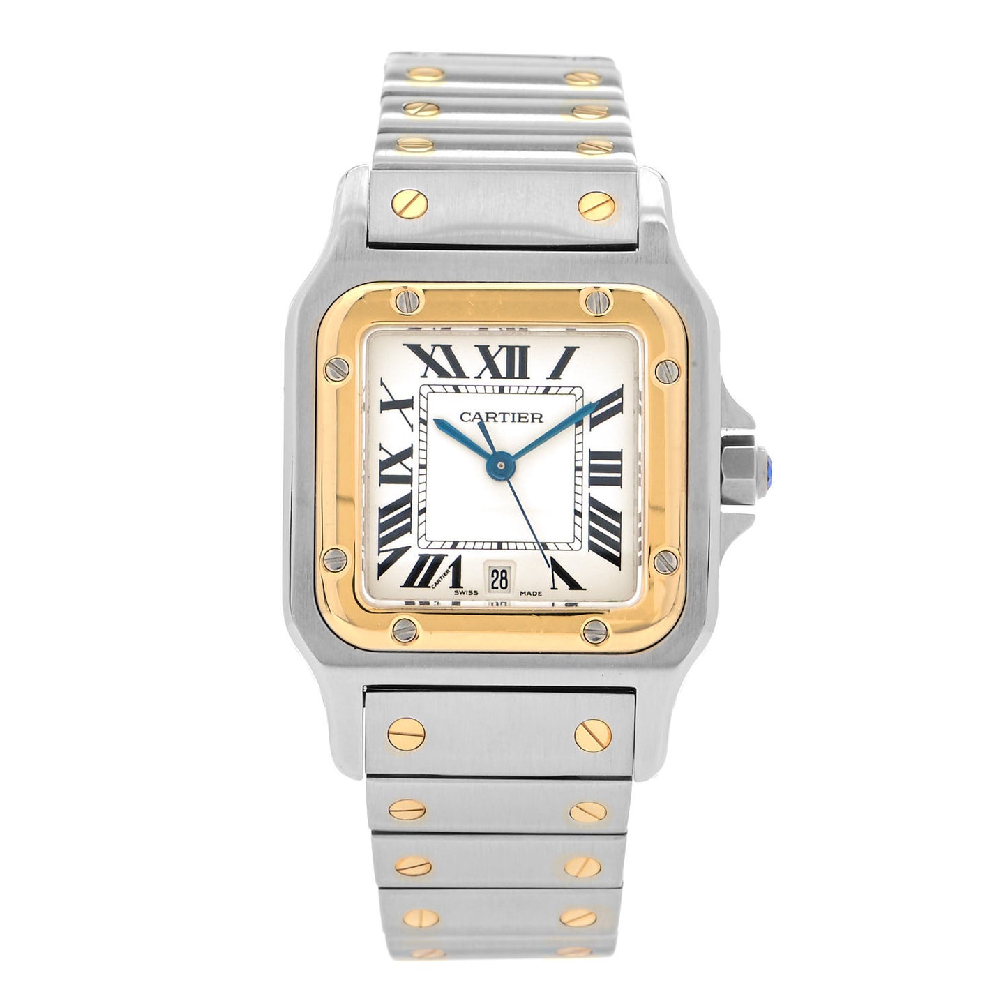 Stainless Steel 18K Yellow Gold 29mm Santos De Cartier Galbee Quartz Watch
