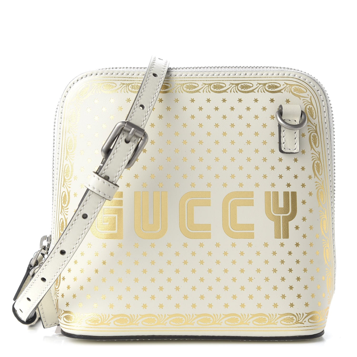 Gucci X SEGA Calfskin GUCCY Stars Mini Dome Shoulder Bag Mystic White Gold 1 of 10