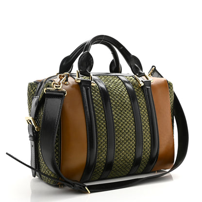 Burberry Calfskin Raffia Prorsum Bowling Bag Green Brown 2 of 9
