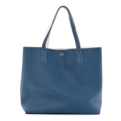 Hermes Taurillon Clemence Double Sens 45 Reversible Tote Bleu Thalassa White 1 of 20