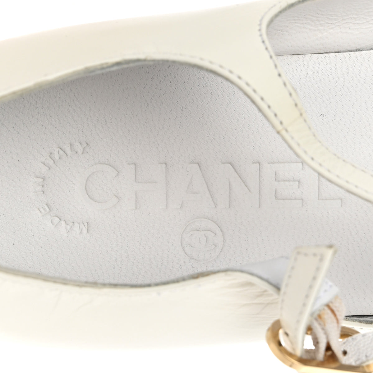 Lambskin CC Studded Flats White