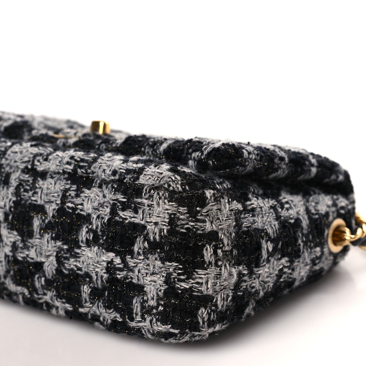 Chanel Wool Tweed Quilted Elegant Chain Flap Black Grey 9 of 9