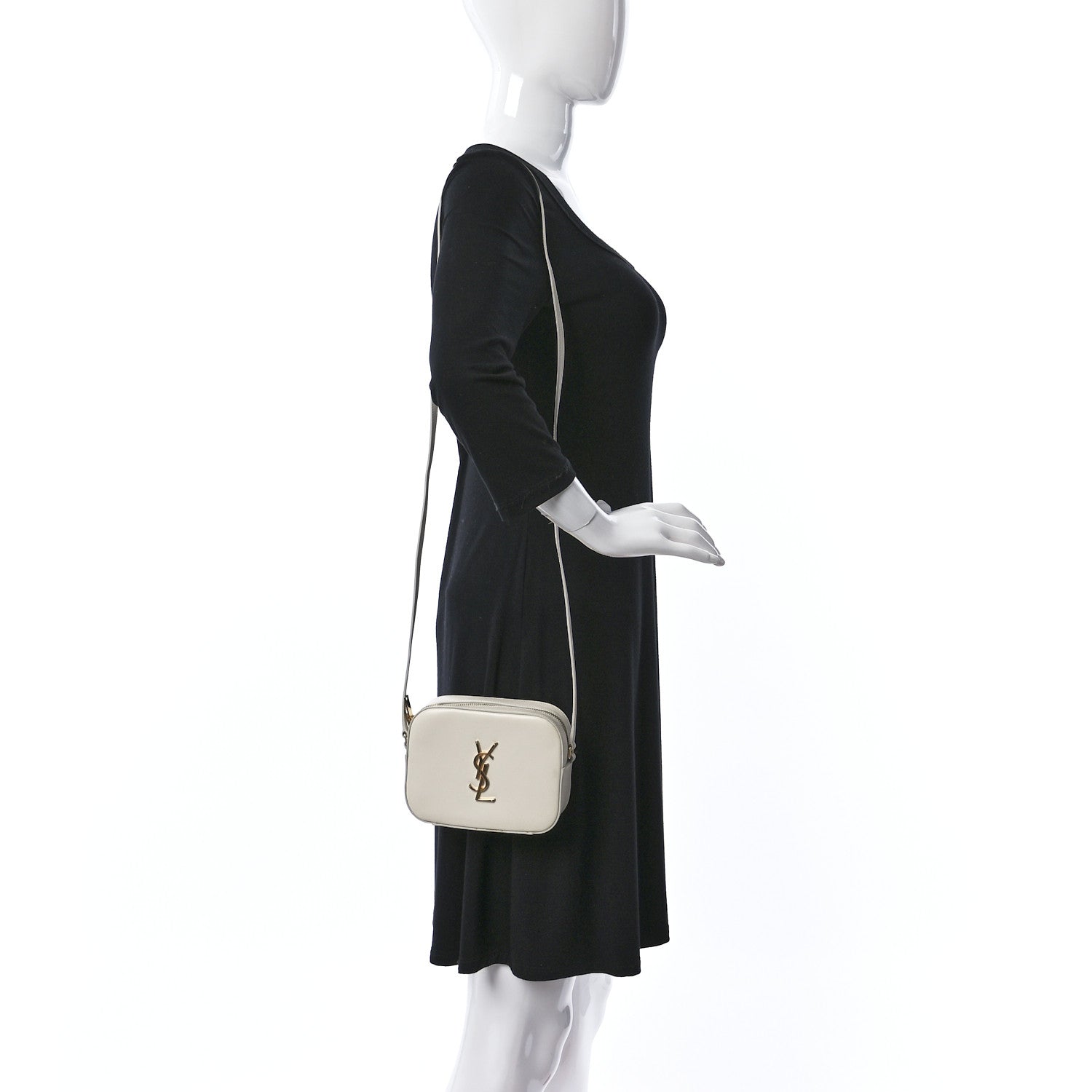 Saint Laurent Grain De Poudre Small Classic Monogram Camera Bag White 2 of 12