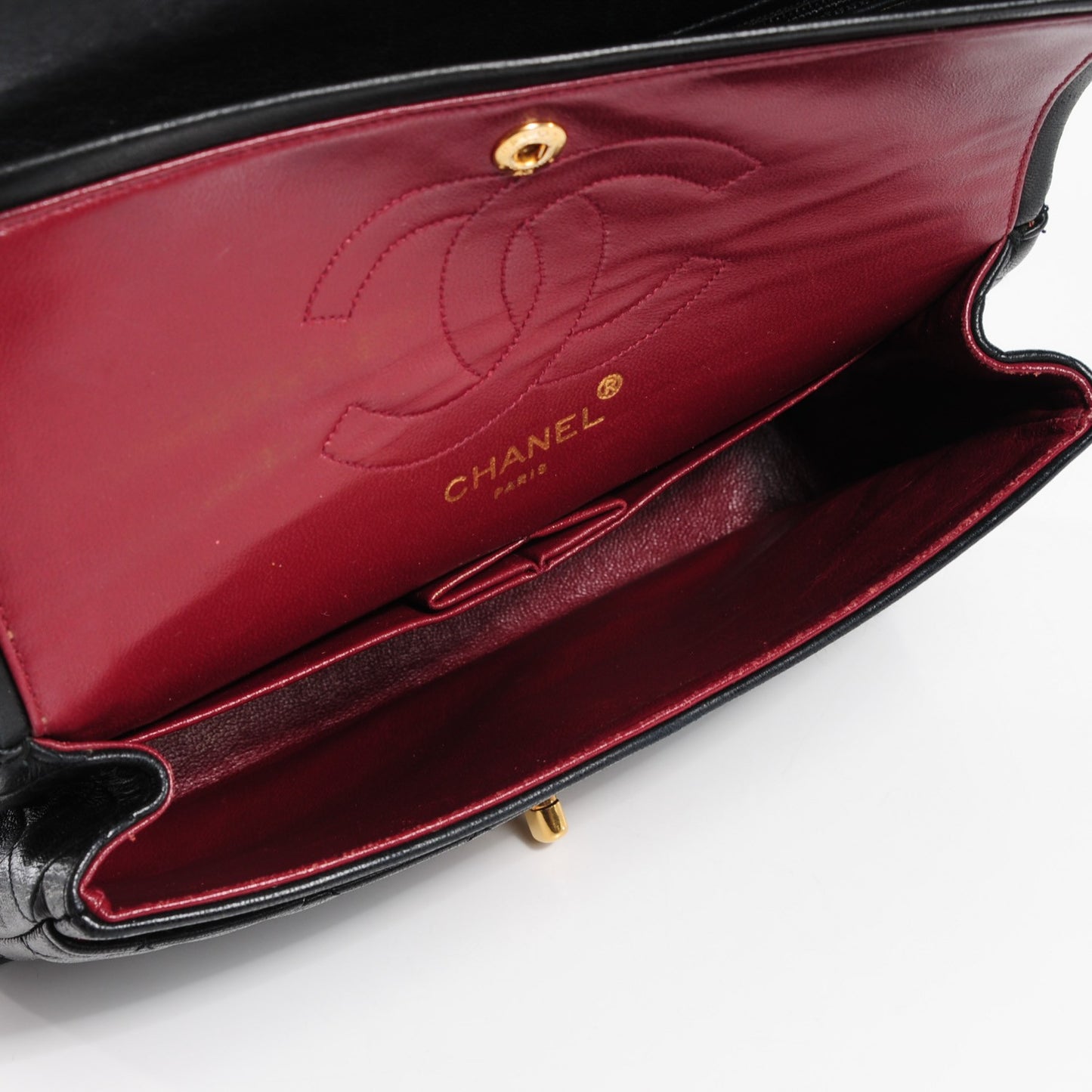 Lambskin Quilted Small Double Flap Black