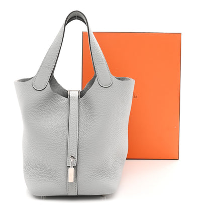 Hermes Taurillon Clemence Picotin Lock 18 PM Bleu Glacier 11 of 11