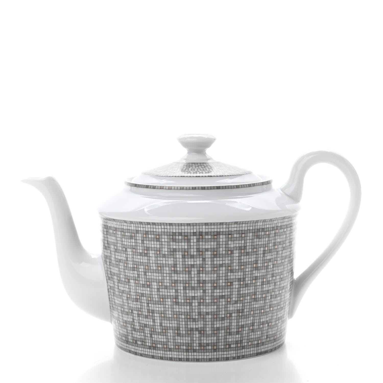 Hermes Porcelain 24 Mosaique Teapot Cup Set Platinum 2 of 11