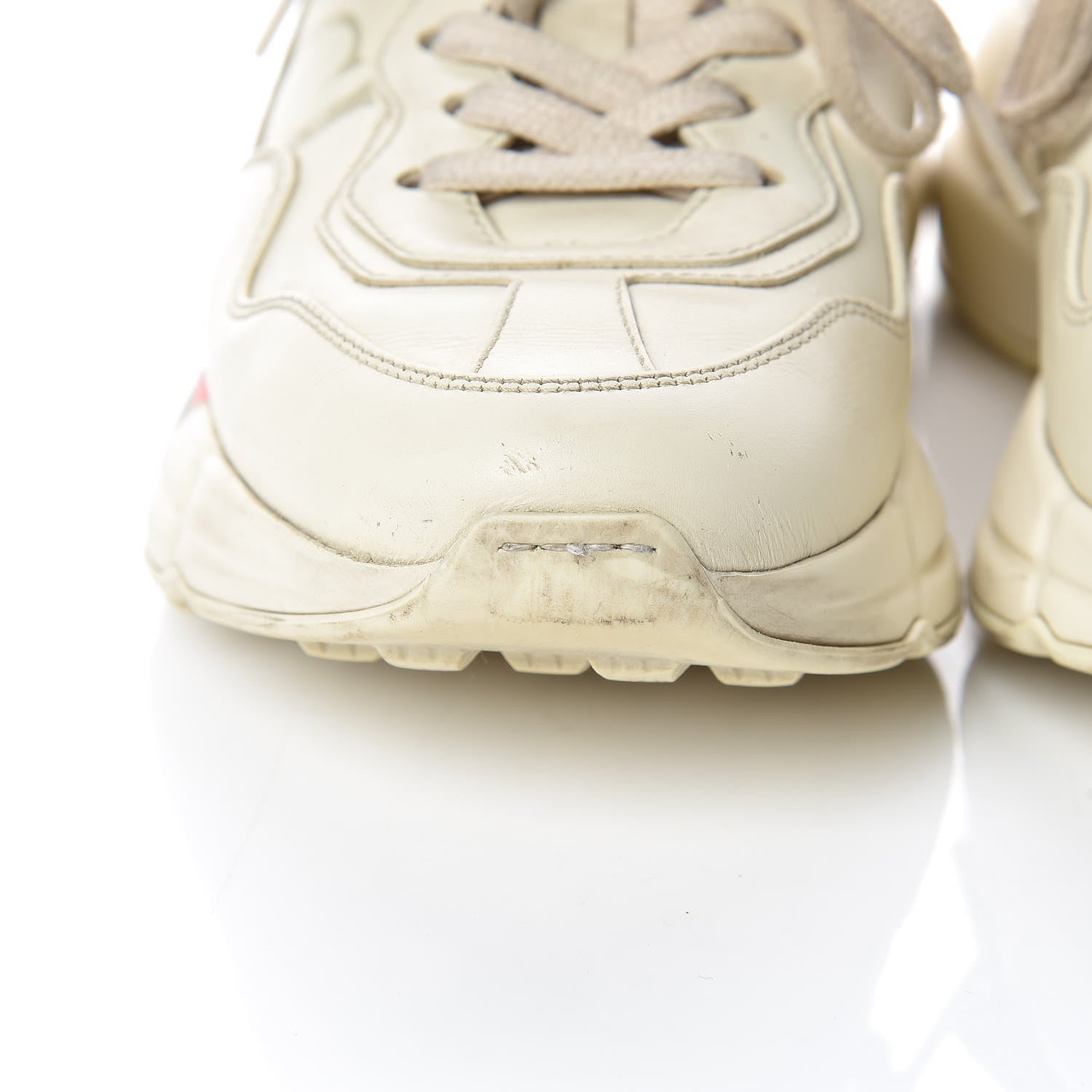 Gucci Calfskin Logo Womens Rhyton Sneakers 35.5 Ivory 15 of 16