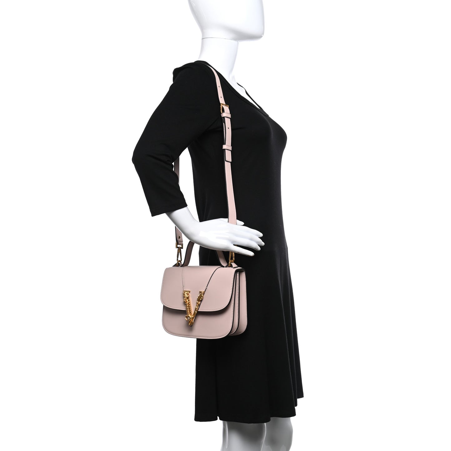 Vitello Barocco Virtus Top Handle Shoulder Bag Pink