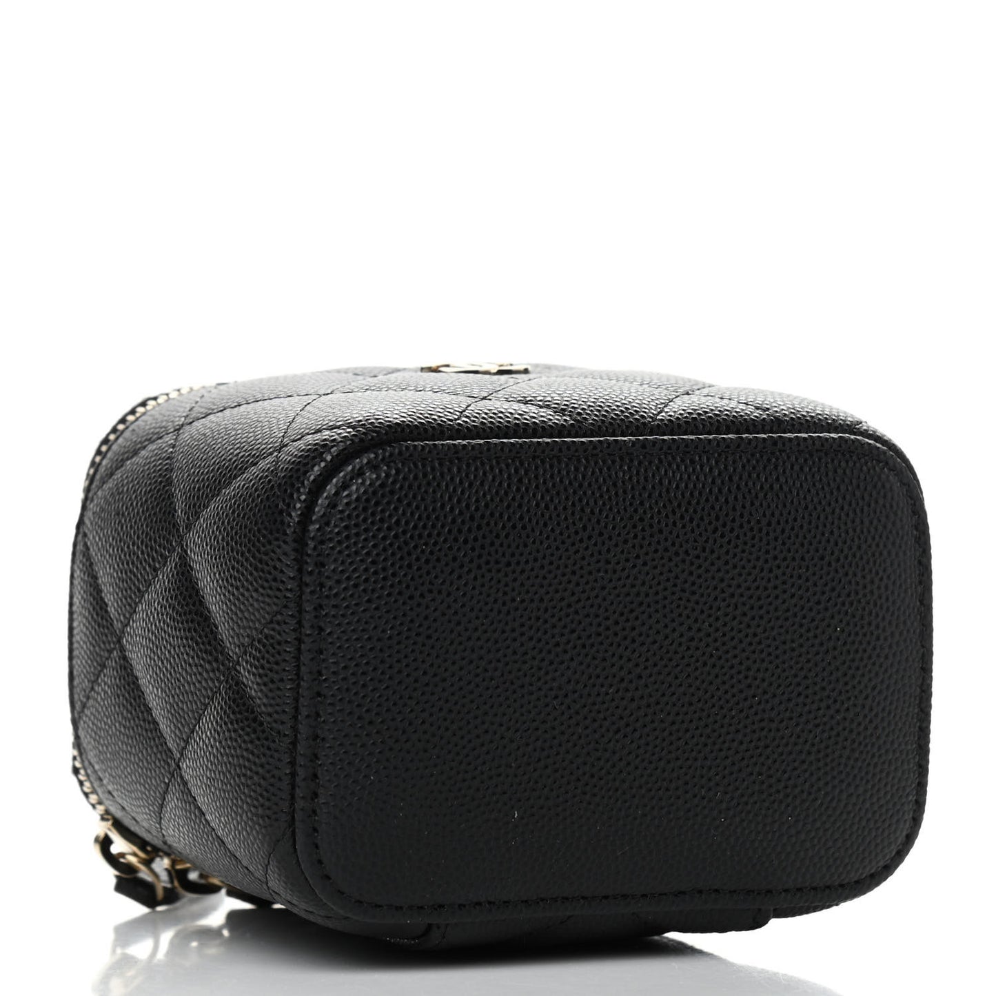 Caviar Quilted Mini Vanity Case With Chain Black