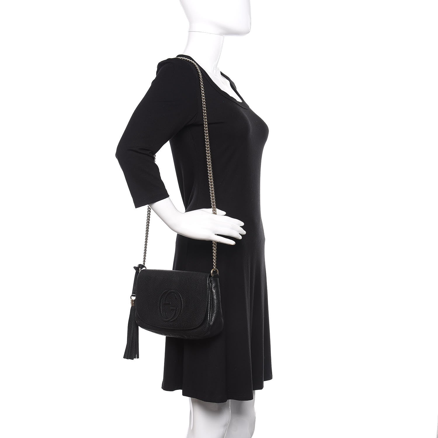 Gucci Pebbled Calfskin Medium Soho Flap Crossbody Black 2 of 9