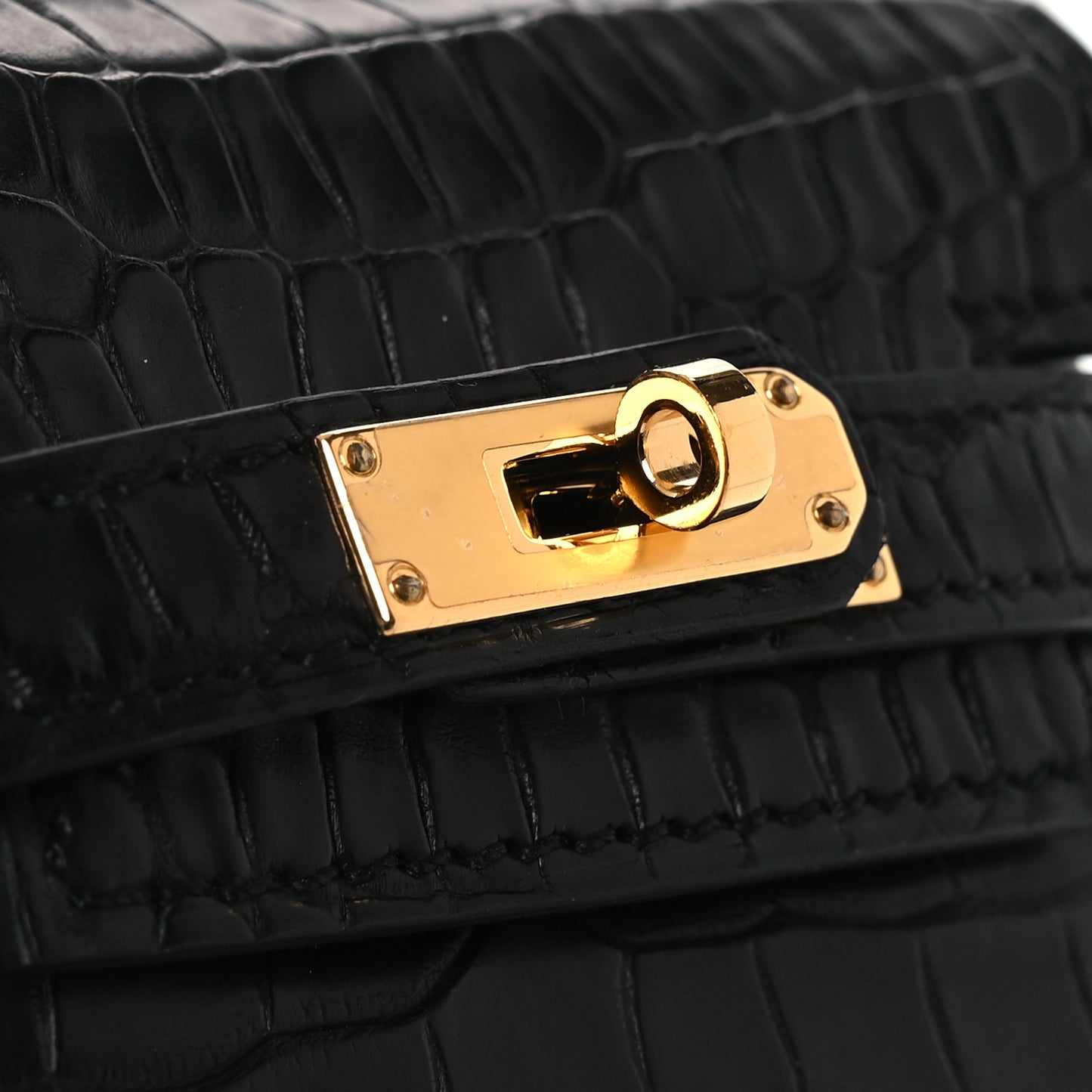 Matte Alligator Festival Kelly Bag Charm Black