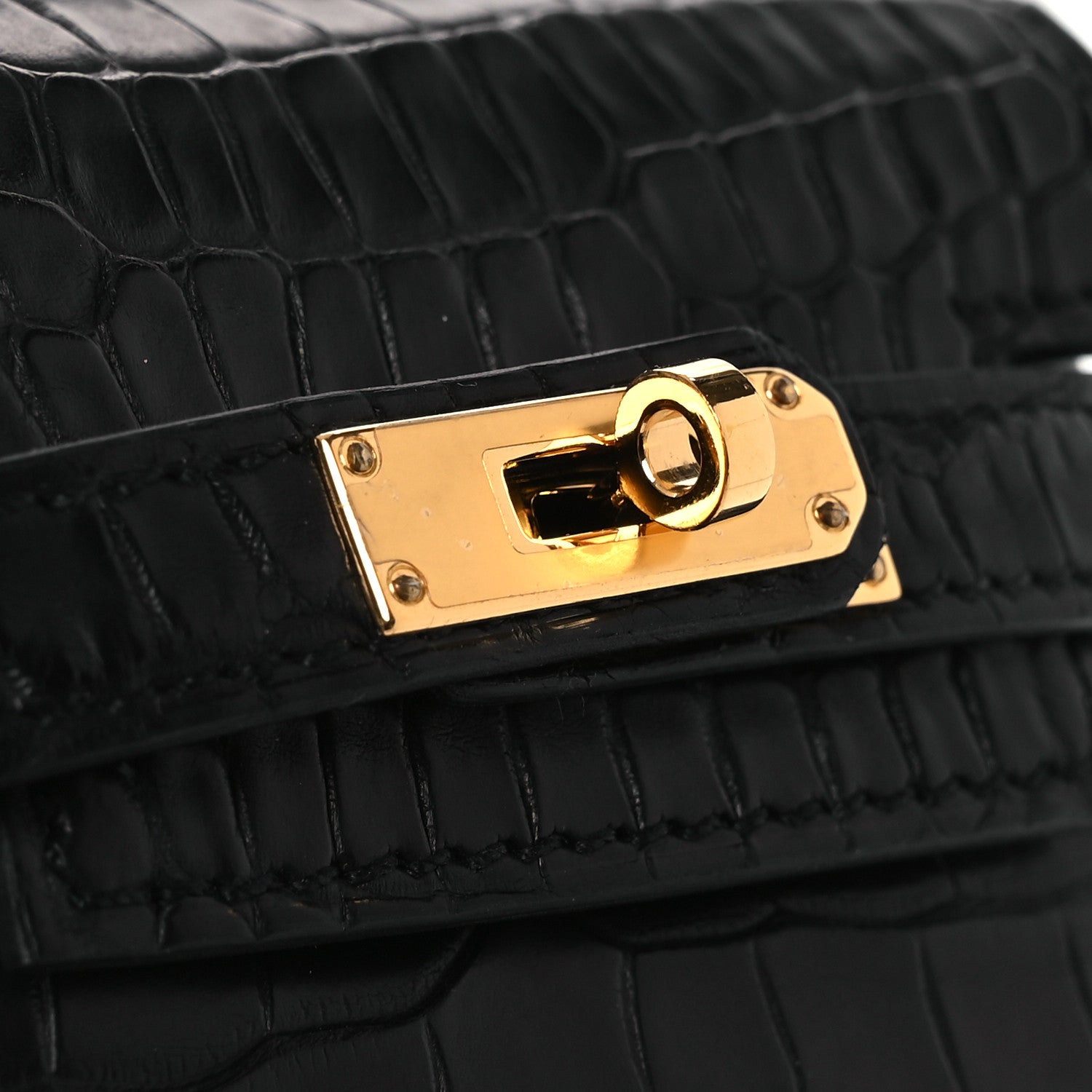 Hermes Matte Alligator Festival Kelly Bag Charm Black 7 of 8