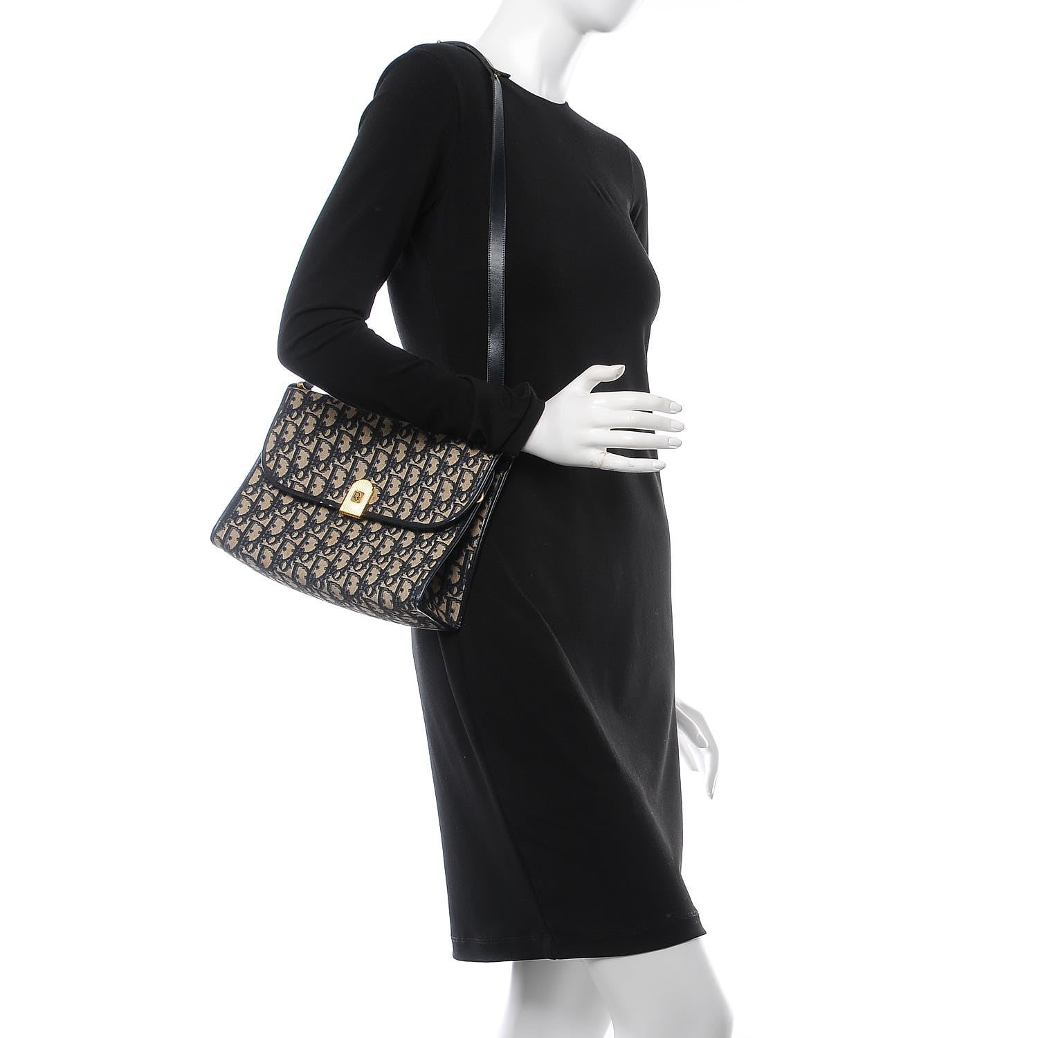 Christian Dior Monogram Shoulder Bag Navy Blue 2 of 8
